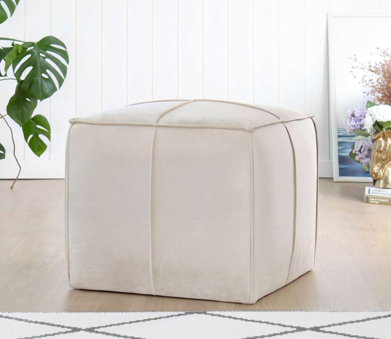 Taburet, Atelier del Sofa, 209FLF1452, Bumbac, Crem - imagine 6